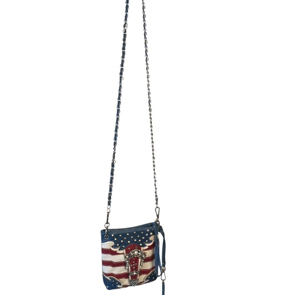 Studded American Flag Crossbody Bag